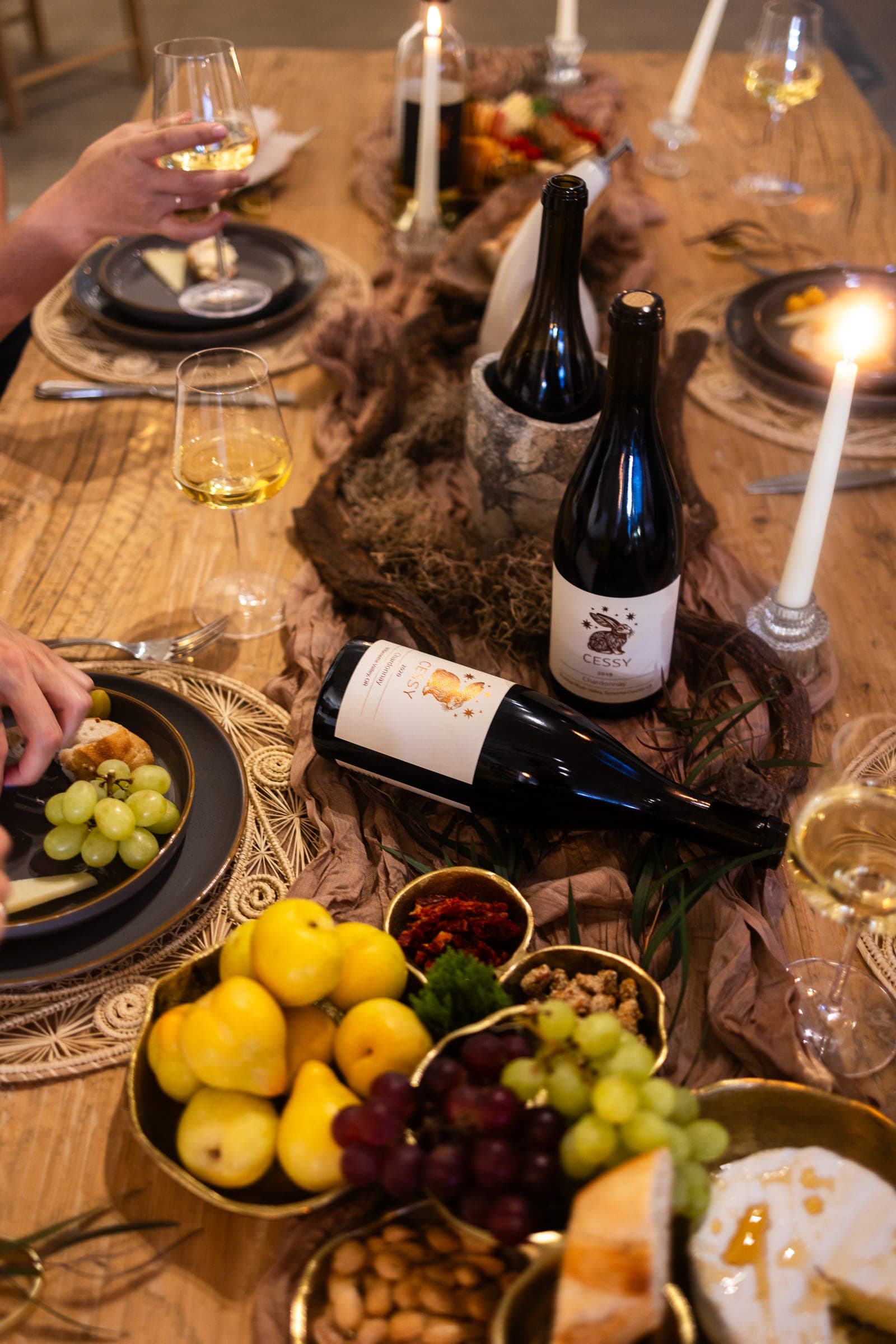 Dinner table with Cessy wines